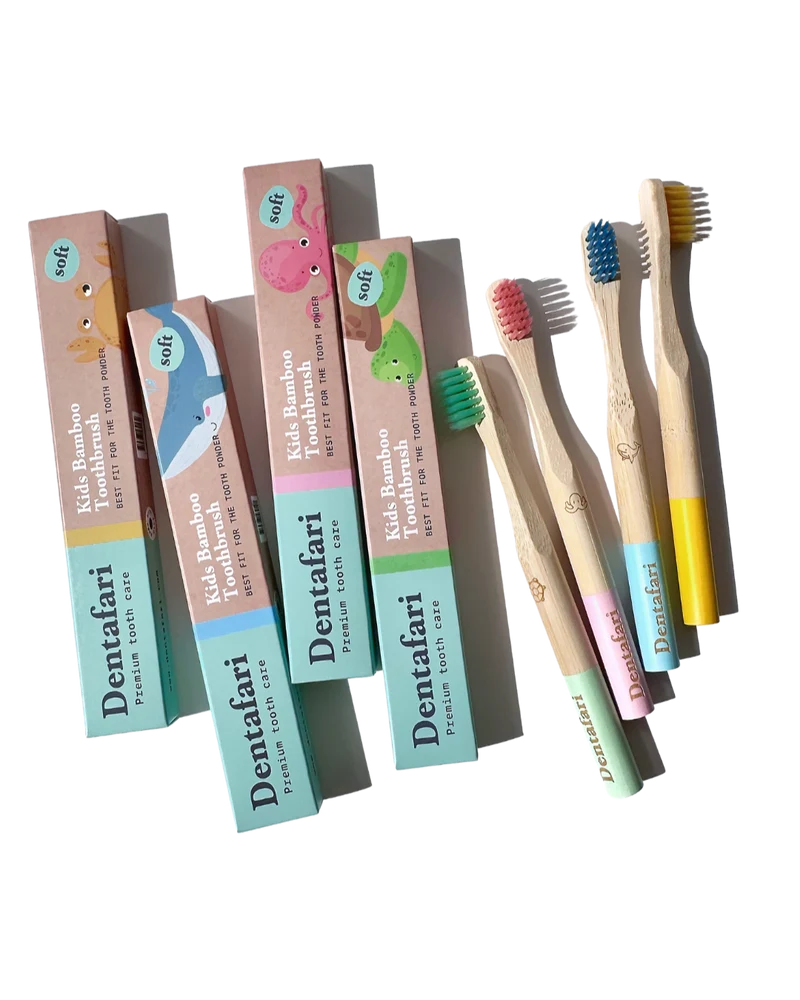 Bambus Kinder Zahnbürste 4er-Set – extra weich | Dentafari