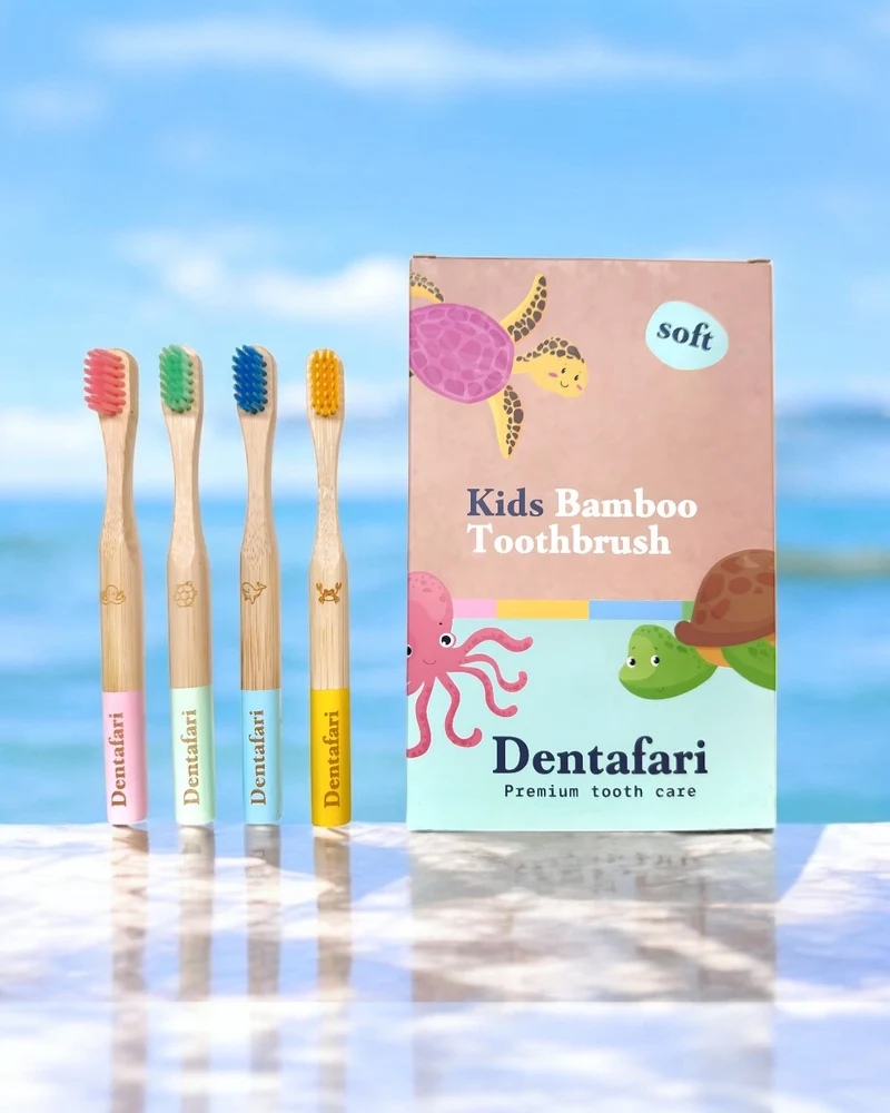 Bambus Kinder Zahnbürste 4er-Set – extra weich | Dentafari
