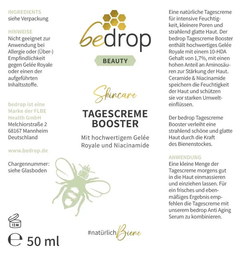 TAGESCREME BOOSTER / Gesichtscreme mit hochwertigem Gelée Royale und Niacinamide - 50ml