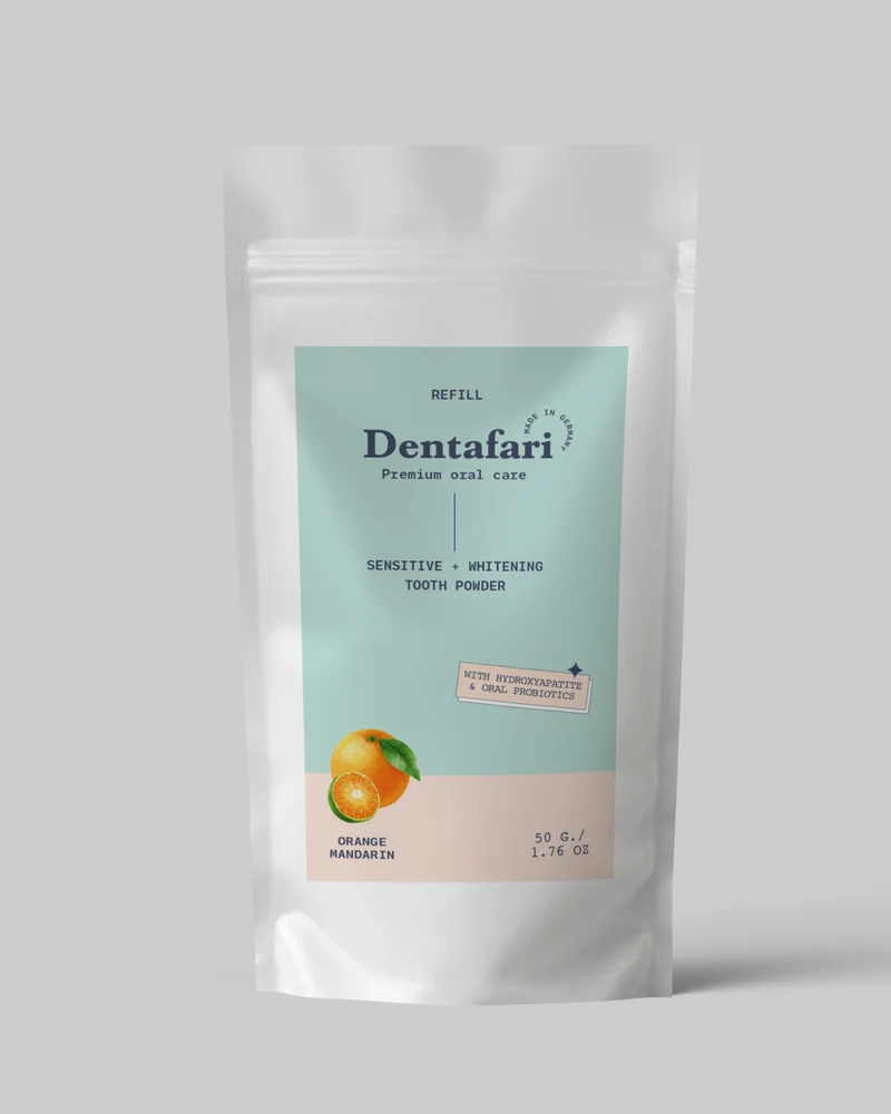 Hydroxylapatit Zahnpulver Sensitive – Orange-Mandarine Refill
