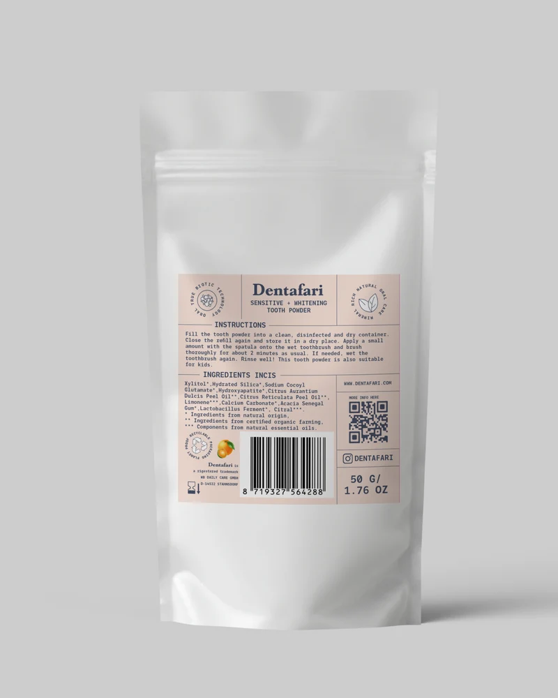 Hydroxylapatit Zahnpulver Sensitive – Orange-Mandarine Refill