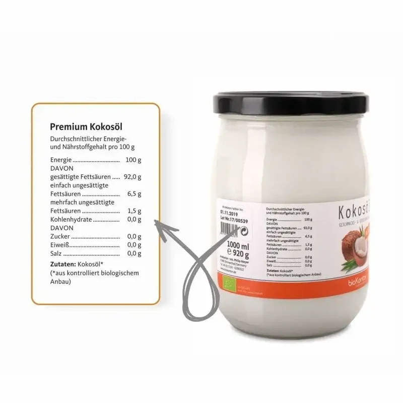 Bio Kokosöl Geschmacksneutral 1000ml
