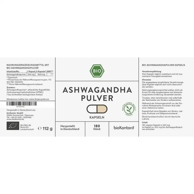 Bio Ashwagandha 180 Kapseln