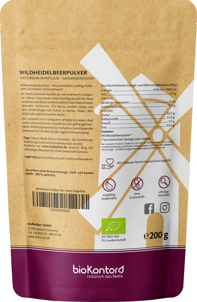 Bio Wildheidelbeerpulver - 200g