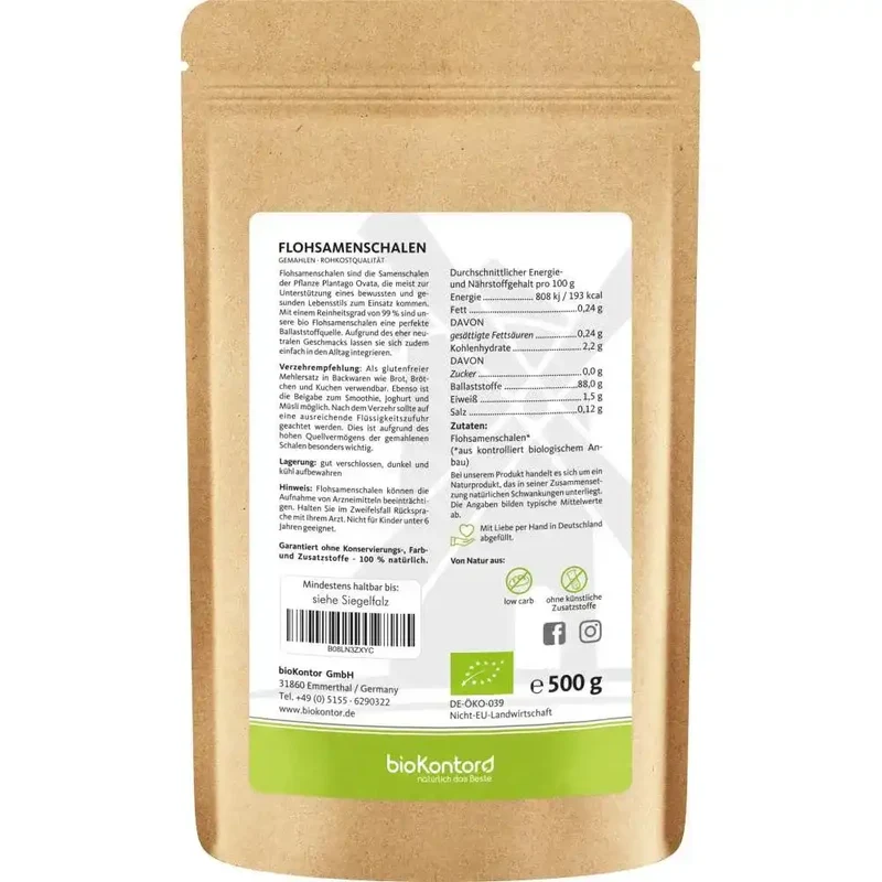 Bio Flohsamenschalen gemahlen 99%