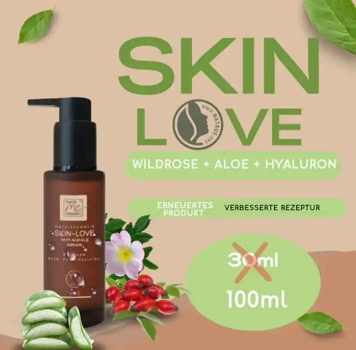 SKIN-LOVE - Wildrosen Serum mit Aloe Vera & Hyaluron Bio-Naturkosmetik 100m
