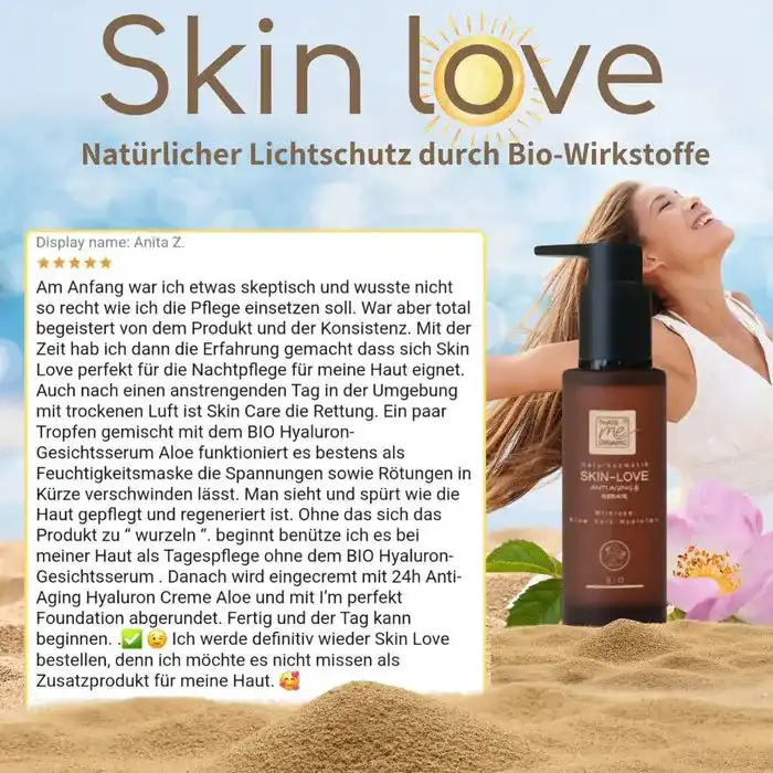SKIN-LOVE - Wildrosen Serum mit Aloe Vera & Hyaluron Bio-Naturkosmetik 100m