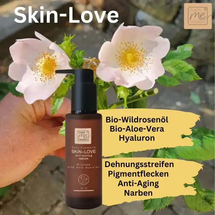 SKIN-LOVE - Wildrosen Serum mit Aloe Vera & Hyaluron Bio-Naturkosmetik 100m