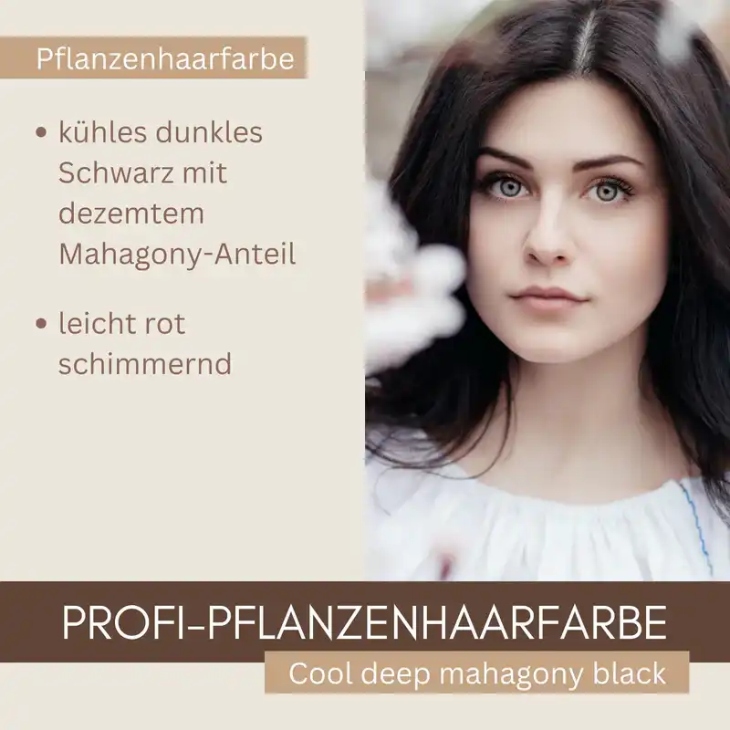 Profi-Pflanzenhaarfarbe SET kühles dunkles Mahagony-Schwarz "cool deep mahagony black"
