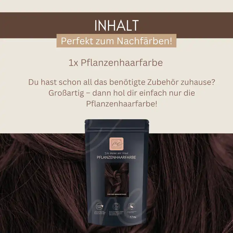 Profi-Pflanzenhaarfarbe SET kühles dunkles Mahagony-Schwarz "cool deep mahagony black"