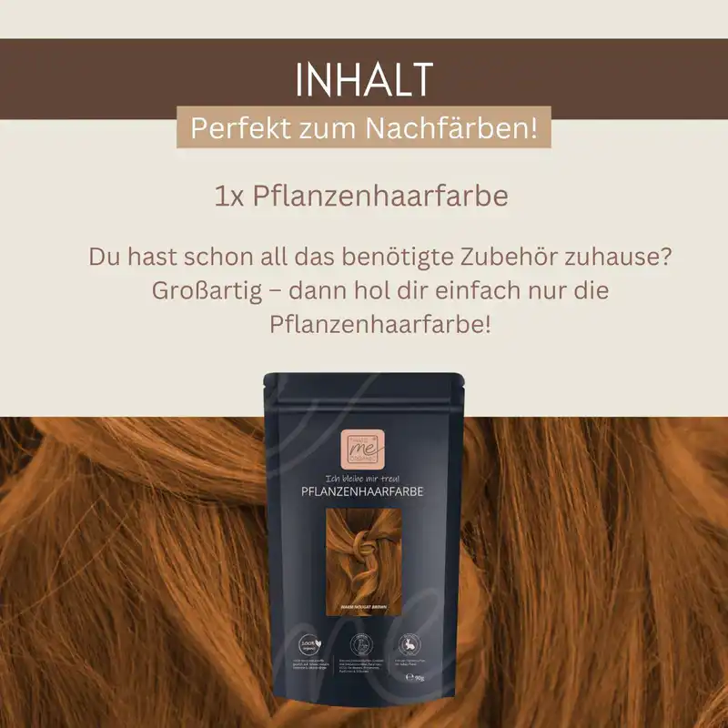 Profi-Pflanzenhaarfarbe SET warmes Nougat-Braun "warm nougat brown"