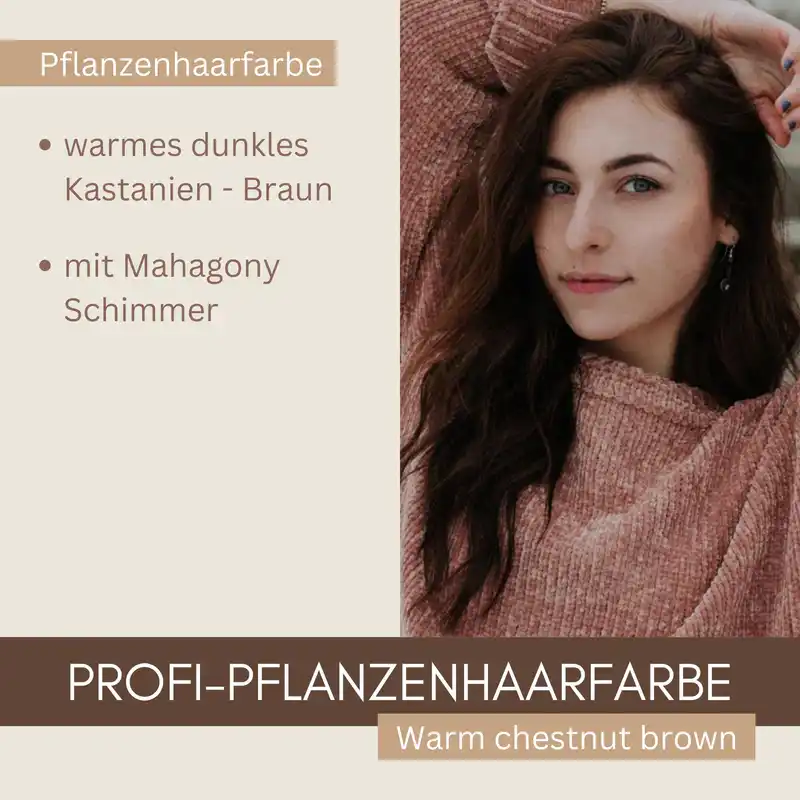 Profi-Pflanzenhaarfarbe SET "warmes Kastanien braun - warm chestnut brown"