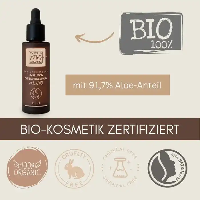 BIO Hyaluron-Gesichtsserum Aloe - Anti Aging - glättend & straffend 30ml vegan