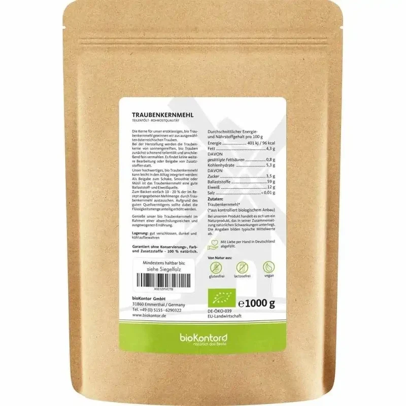 Bio Traubenkernmehl teilentölt 1000g