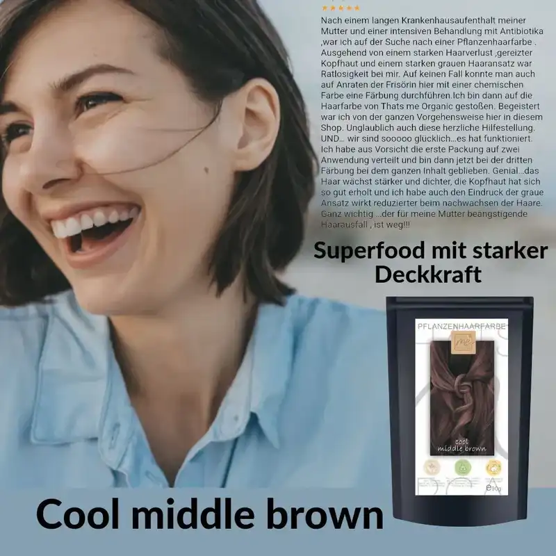Profi-Pflanzenhaarfarbe SET "kühles mittleres Braun - cool middle brown"