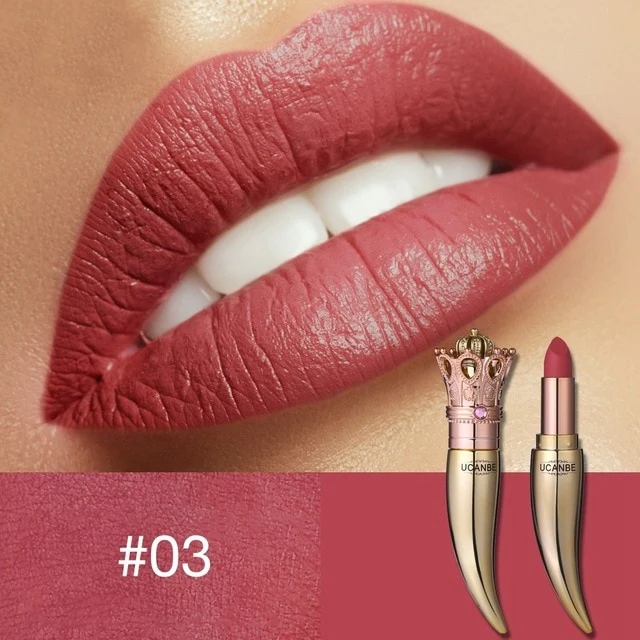 UCANBE Brand Crown Velvet Matte Lipstick Makeup Golden 5 Color Nude Long Lasting Pigment Lips Stick Natural Cosmetic Lip Rouge