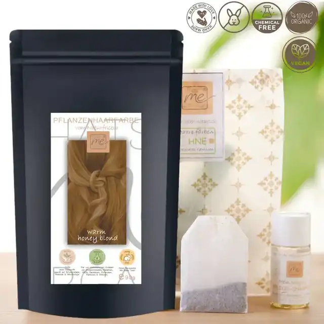 Profi-Pflanzenhaarfarbe warmes Honig-Blond "warm honey blond"