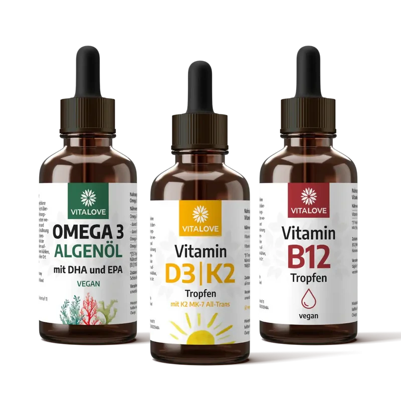 VITALOVE Tropfen Set (D3/K2 + B12 + Omega 3)