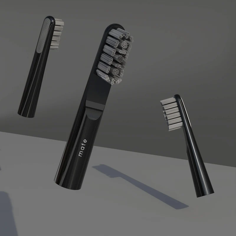 3 testine intercambiabili con setole nano Nero