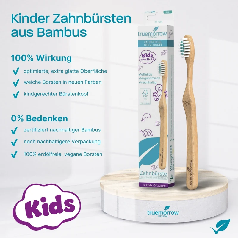 Bambus-Zahnbürste für Kinder (mit Meerestier-Gravuren)