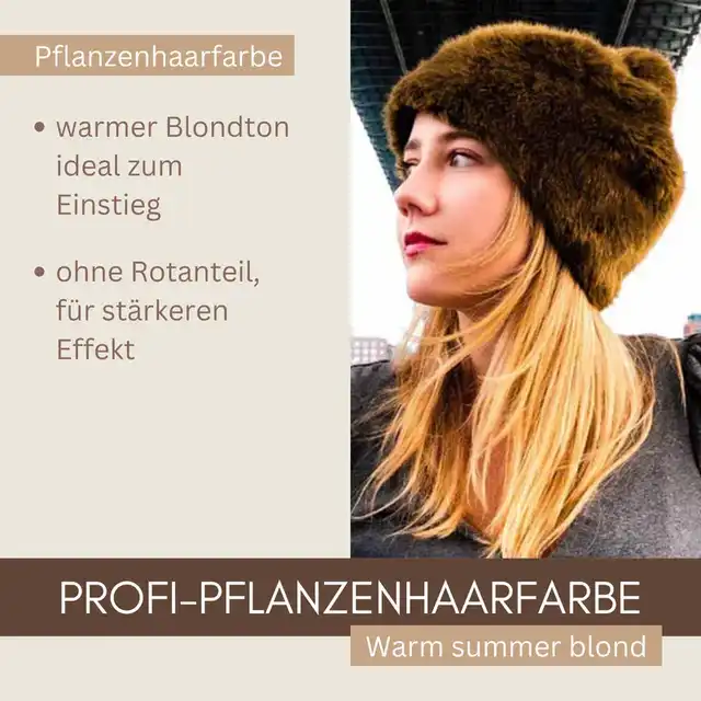 Profi-Pflanzenhaarfarbe warmes Sommer-Blond "warm summer blond" - ohne Rotanteil