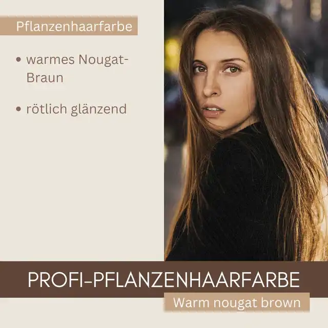 Profi-Pflanzenhaarfarbe warmes Nougat-Braun "warm nougat brown"