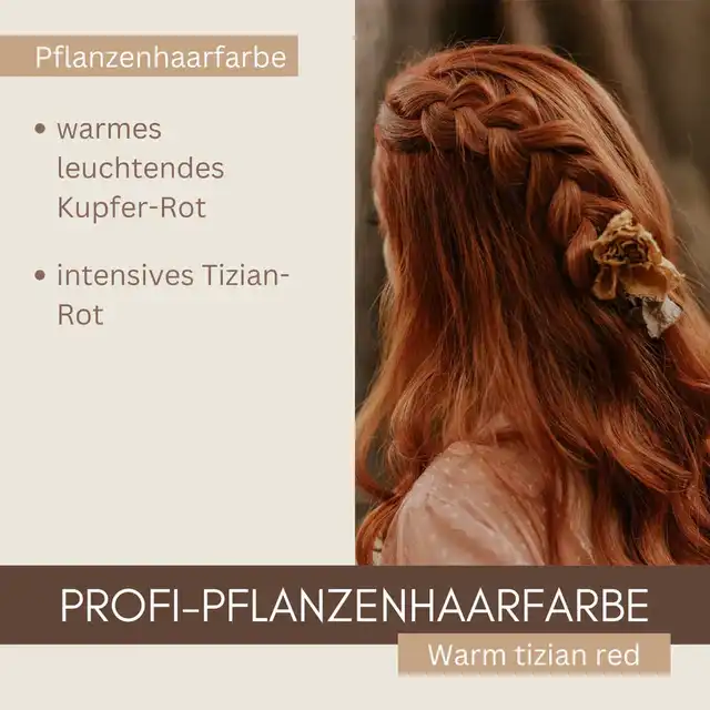 Profi-Pflanzenhaarfarbe warmes Kupfer-Rot "warm tizian red"