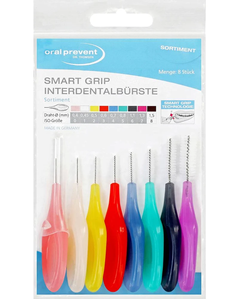 ORAL PREVENT Interdentalbürsten - Zahnreinigung für die Zwischenräume - Zahnzwischenraumbürste - Zahnstein-/Kariesprävention - 6er Beutel (Je 1x ISO-Größe 0 bis 7)