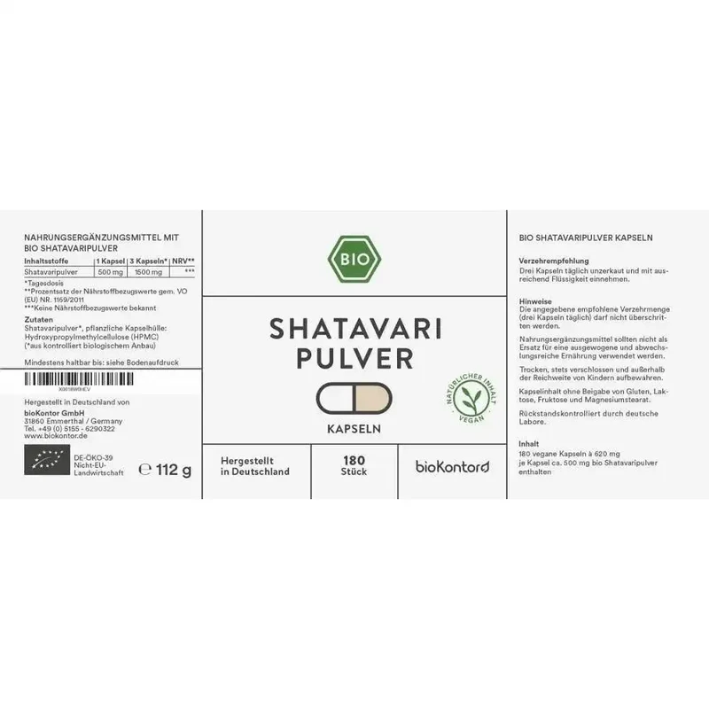 Bio Shatavari 180 Kapseln