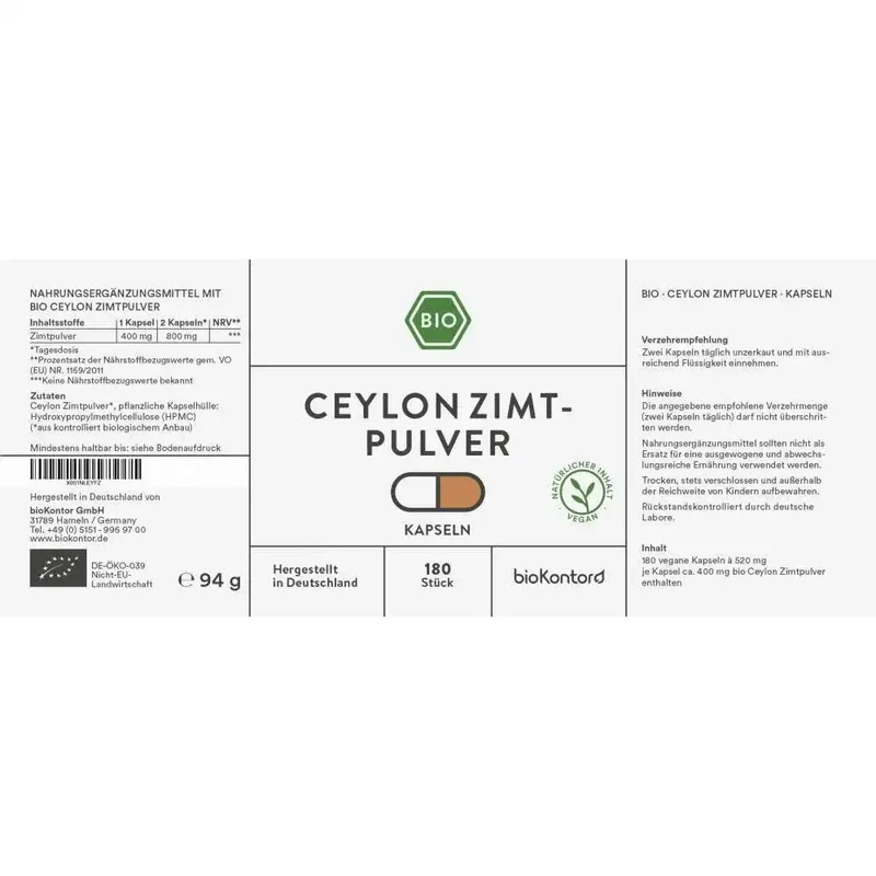 Bio Zimt 180 Kapseln