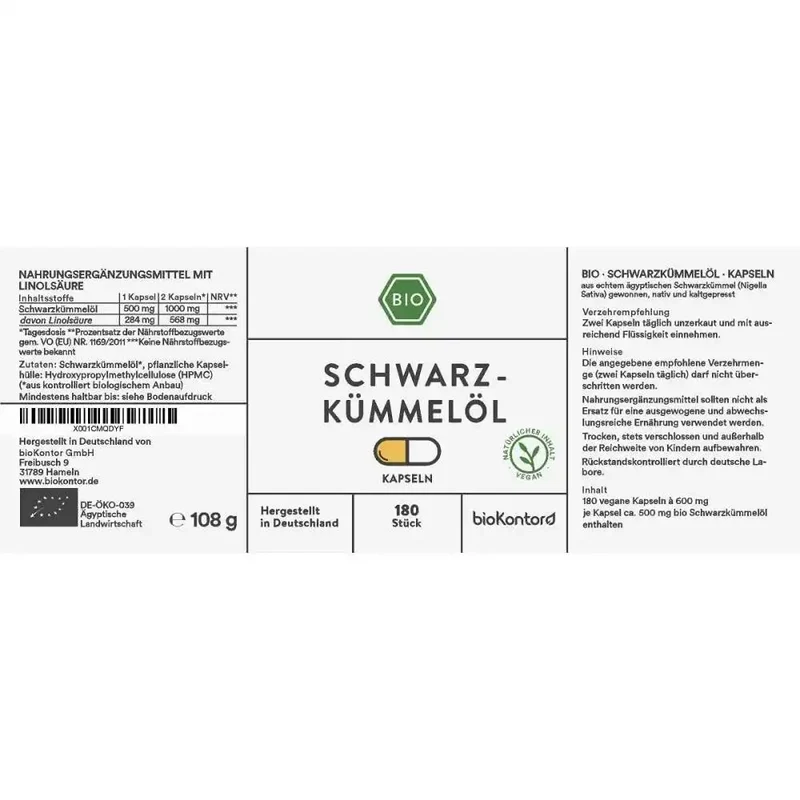 Bio Schwarzkümmelöl Kapseln