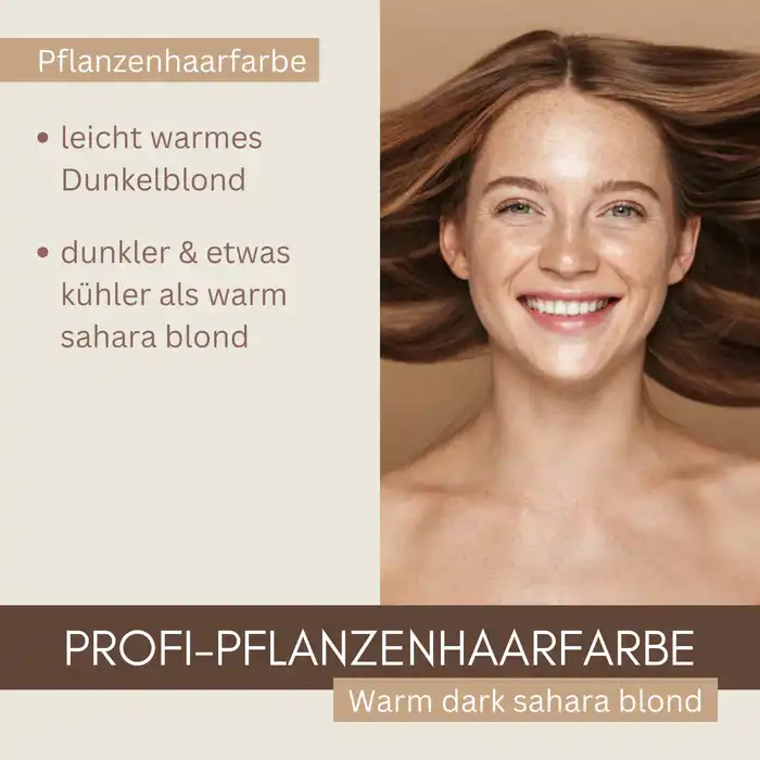 Profi-Pflanzenhaarfarbe "warmes dunkles Sahara Blond - warm dark Sahara blond"