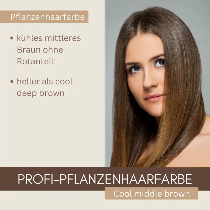Profi-Pflanzenhaarfarbe "kühles mittleres Braun - cool middle brown"