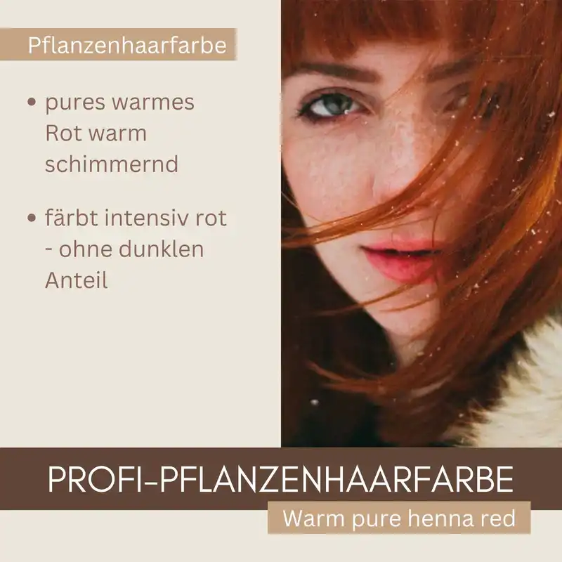 Profi-Pflanzenhaarfarbe "warmes rotes Henna pur - warm pure henna red"