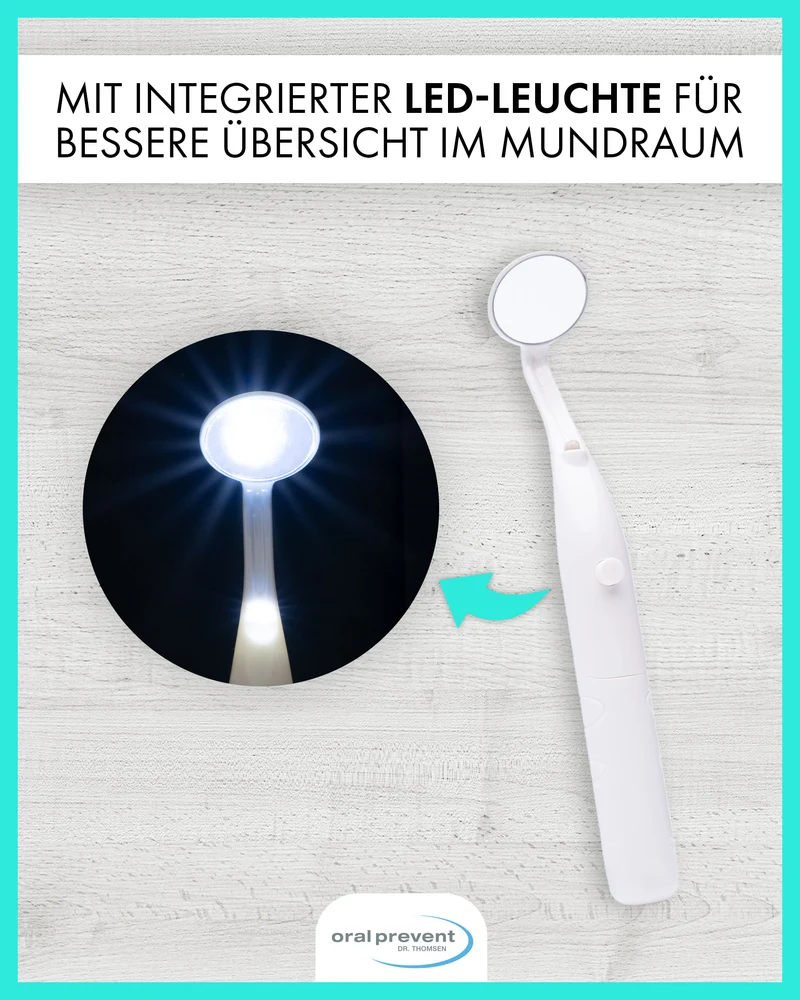 ORAL Prevent Mundspiegel mit LED-Licht - Dentalspiegel für eine bessere Zahnpflege - Zahnarztspiegel mit Anti-Fog-Beschichtung - Zahnpflegespiegel