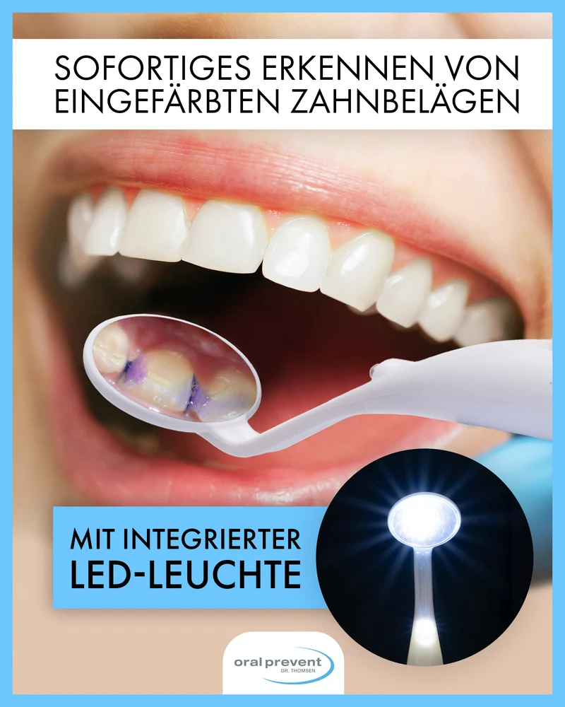 ORAL Prevent Mundspiegel mit LED-Licht - Dentalspiegel für eine bessere Zahnpflege - Zahnarztspiegel mit Anti-Fog-Beschichtung - Zahnpflegespiegel