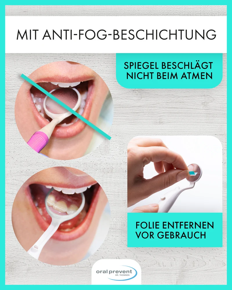 ORAL Prevent Mundspiegel mit LED-Licht - Dentalspiegel für eine bessere Zahnpflege - Zahnarztspiegel mit Anti-Fog-Beschichtung - Zahnpflegespiegel