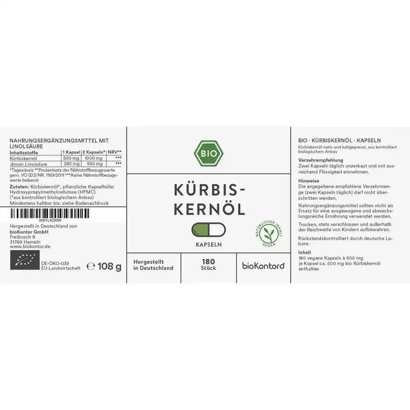 Bio Kürbiskernöl Kapseln