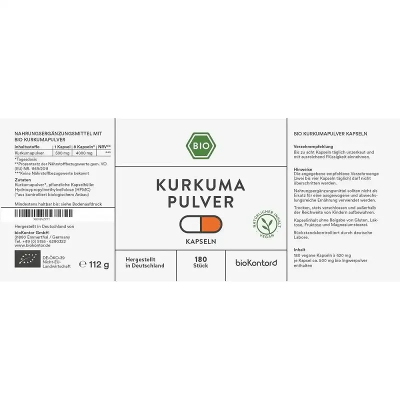 Bio Kurkuma 180 Kapseln