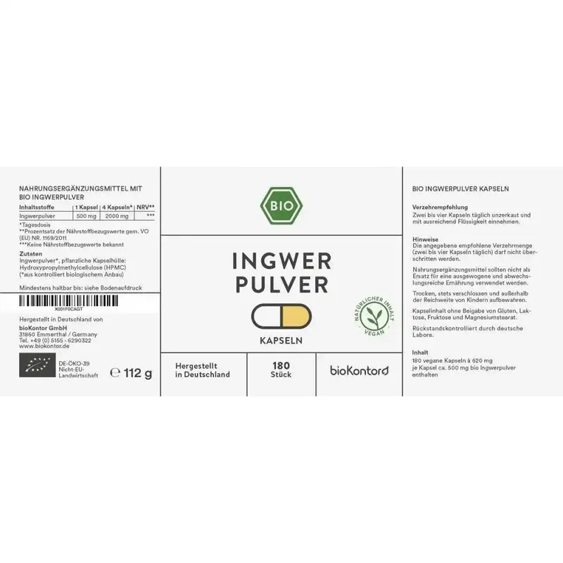 Bio Ingwer 180 Kapseln
