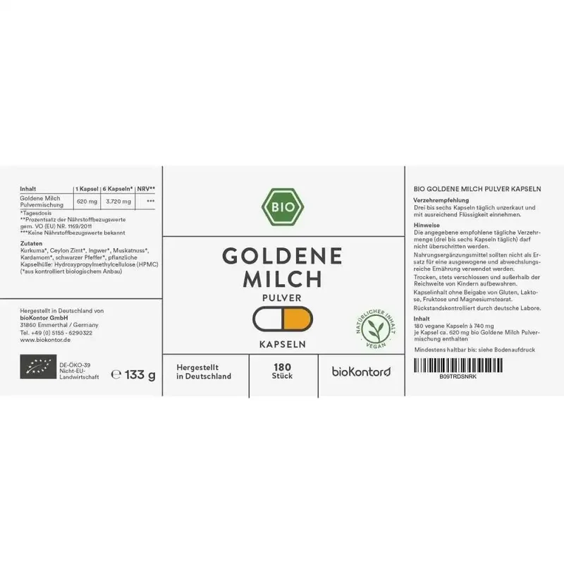 Bio Goldene Milch 180 Kapsel