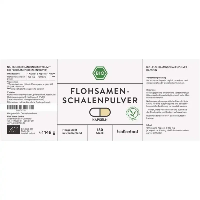 Bio Flohsamenschalen Kapseln