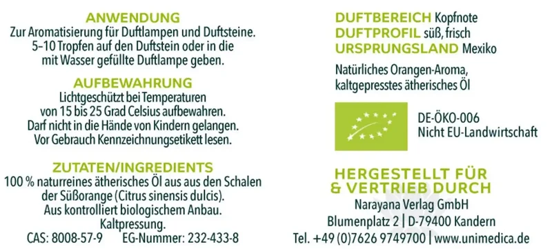 Bio Orange süss - natürliches ätherisches Öl - 10 ml