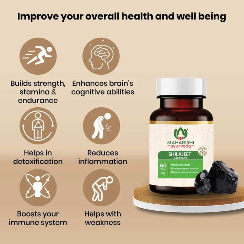 Shilajeet Rasayana | Natural & Pure Shilajeet for Strength, Stamina & Endurance | 60 Tablets Pack