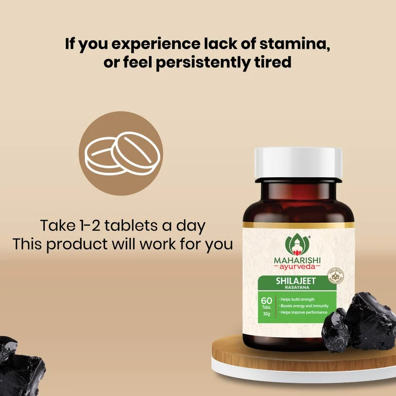 Shilajeet Rasayana | Natural & Pure Shilajeet for Strength, Stamina & Endurance | 60 Tablets Pack