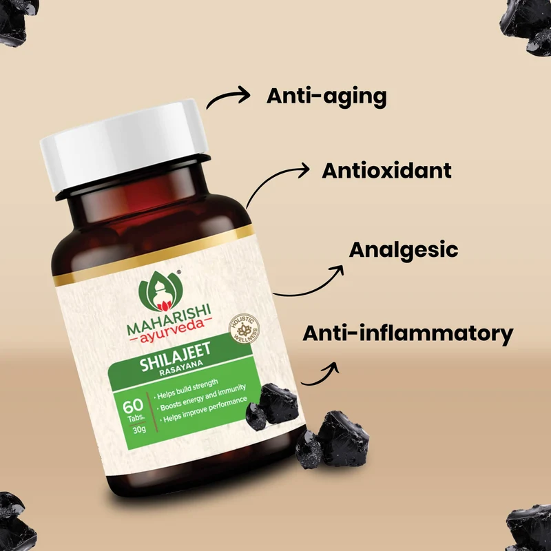 Shilajeet Rasayana | Natural & Pure Shilajeet for Strength, Stamina & Endurance | 60 Tablets Pack