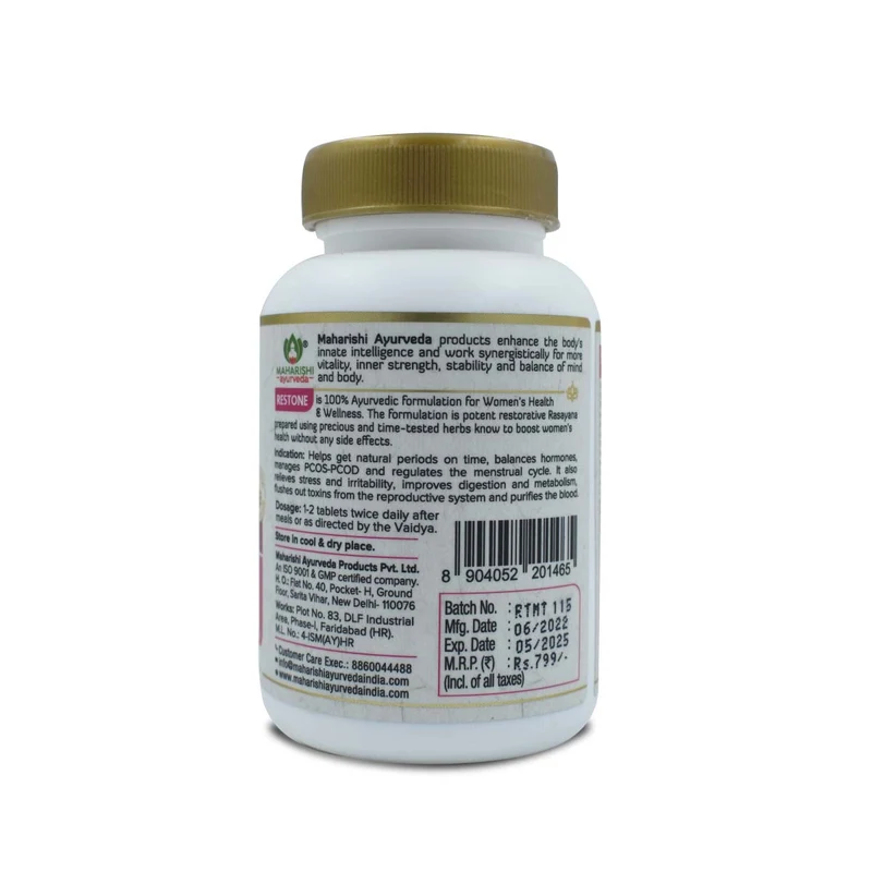 Maharishi Ayurveda Restone Tablets| For Healthy Periods| Regulates Menstrual Cycle | For Managing PCOD & PCOS- 120 Tablets Pack