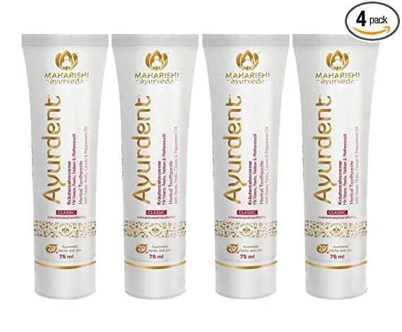 Maharishi Ayurveda Ayurdent Classic Toothpaste | Ayurvedic Tooth paste | SLS & Fluoride Free with Astringent, Antioxidant & Anti Bacterial | Whitens & Strengthens Teeth | Protects against Plaque, Tartar, Cavity, Tooth Decay & Bad Breath