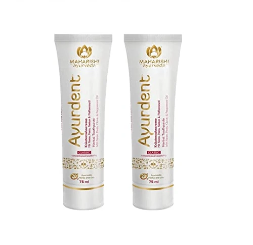 Maharishi Ayurveda Ayurdent Classic Toothpaste | Ayurvedic Tooth paste | SLS & Fluoride Free with Astringent, Antioxidant & Anti Bacterial | Whitens & Strengthens Teeth | Protects against Plaque, Tartar, Cavity, Tooth Decay & Bad Breath