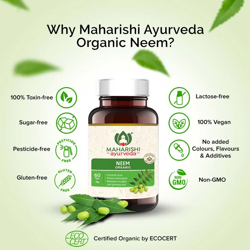 Organic Neem | Certified by ECOCERT | 60 Tablets Pack